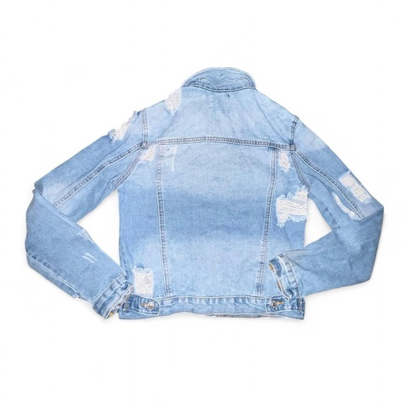 Almost Famous Light Blue Distressed Denim Jacket - Picture 5 of 5